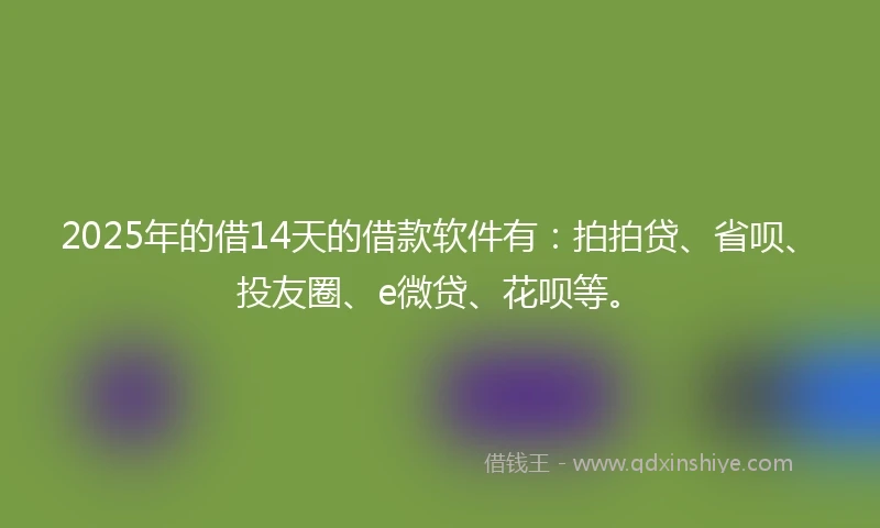 2025年的借14天的借款软件有：拍拍贷、省呗、投友圈、e微贷、花呗等。