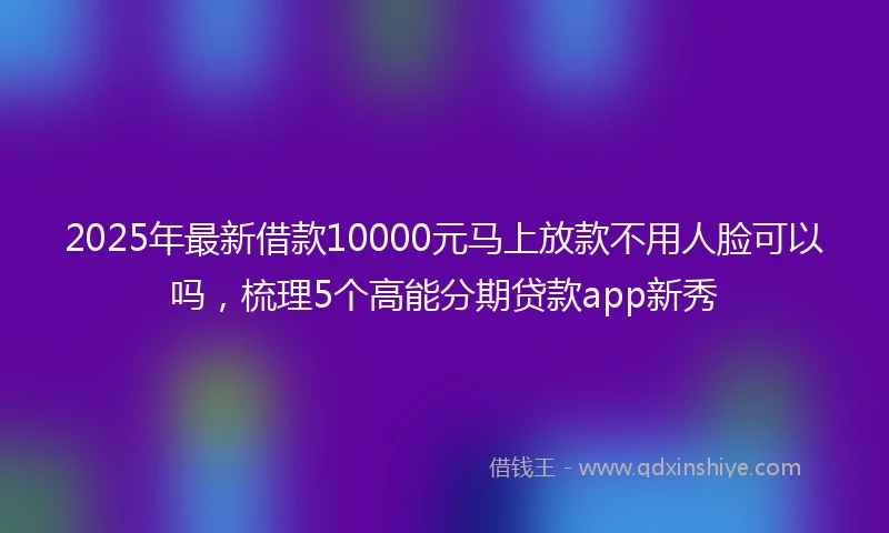2025年最新借款10000元马上放款不用人脸可以吗，梳理5个高能分期贷款app新秀