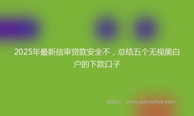 2025年最新信审贷款安全不，总结五个无视黑白户的下款口子