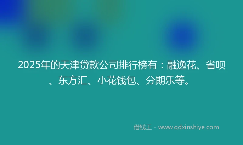 2025年的天津贷款公司排行榜有：融逸花、省呗、东方汇、小花钱包、分期乐等。
