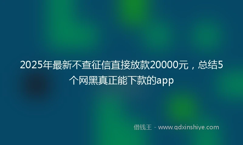 2025年最新不查征信直接放款20000元，总结5个网黑真正能下款的app