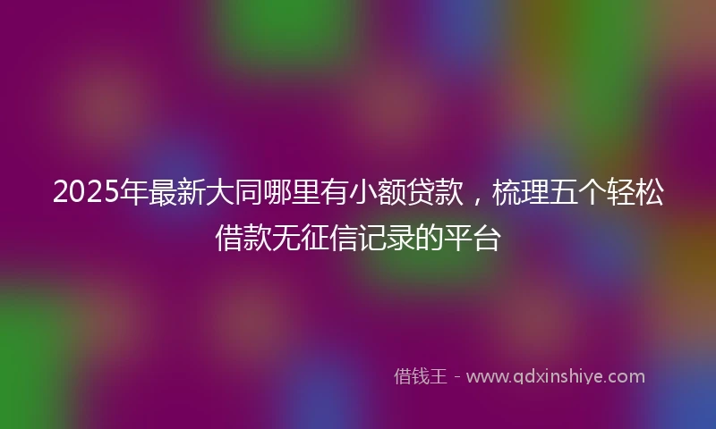 2025年最新大同哪里有小额贷款，梳理五个轻松借款无征信记录的平台