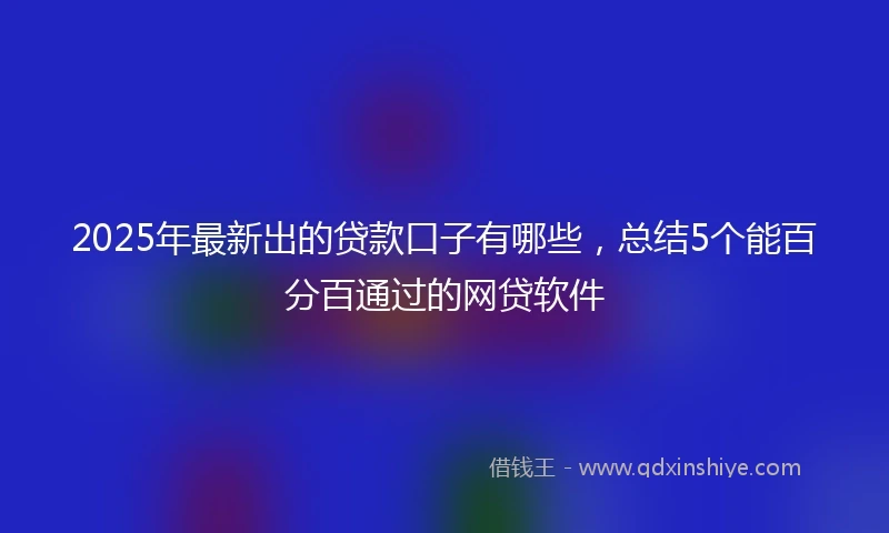 2025年最新出的贷款口子有哪些，总结5个能百分百通过的网贷软件