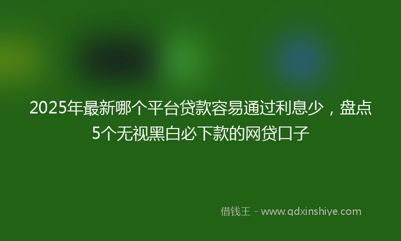 2025年最新哪个平台贷款容易通过利息少，盘点5个无视黑白必下款的网贷口子