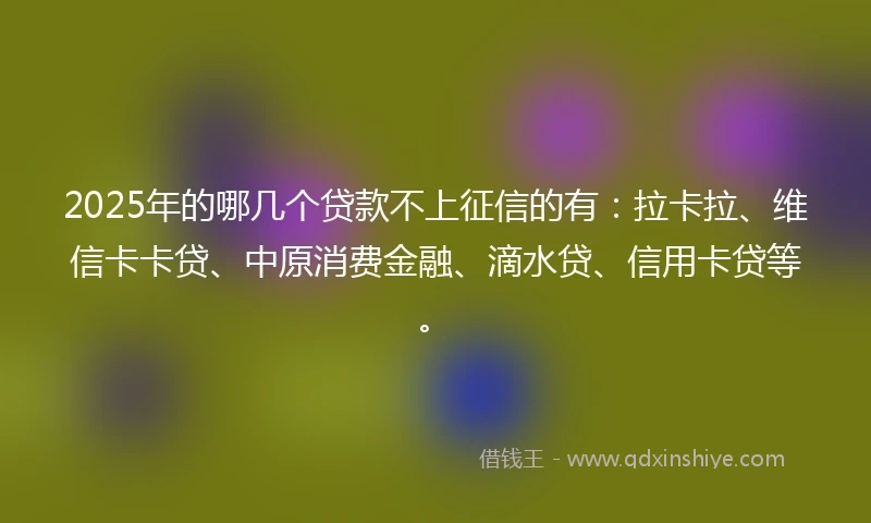2025年的哪几个贷款不上征信的有：拉卡拉、维信卡卡贷、中原消费金融、滴水贷、信用卡贷等。