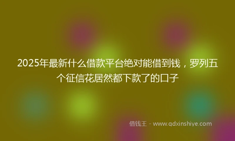 2025年最新什么借款平台绝对能借到钱，罗列五个征信花居然都下款了的口子