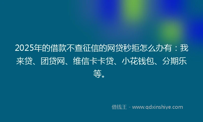 2025年的借款不查征信的网贷秒拒怎么办有：我来贷、团贷网、维信卡卡贷、小花钱包、分期乐等。