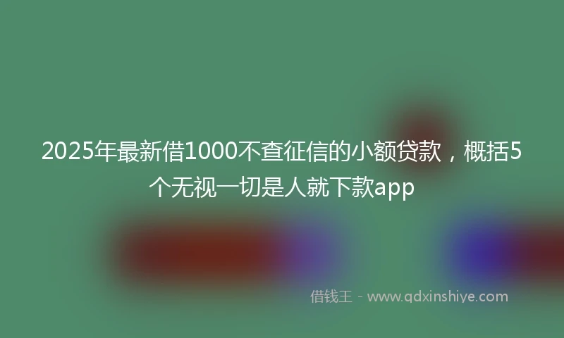 2025年最新借1000不查征信的小额贷款，概括5个无视一切是人就下款app