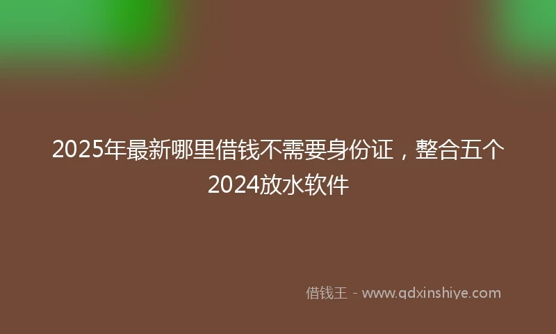 2025年最新哪里借钱不需要身份证，整合五个2024放水软件