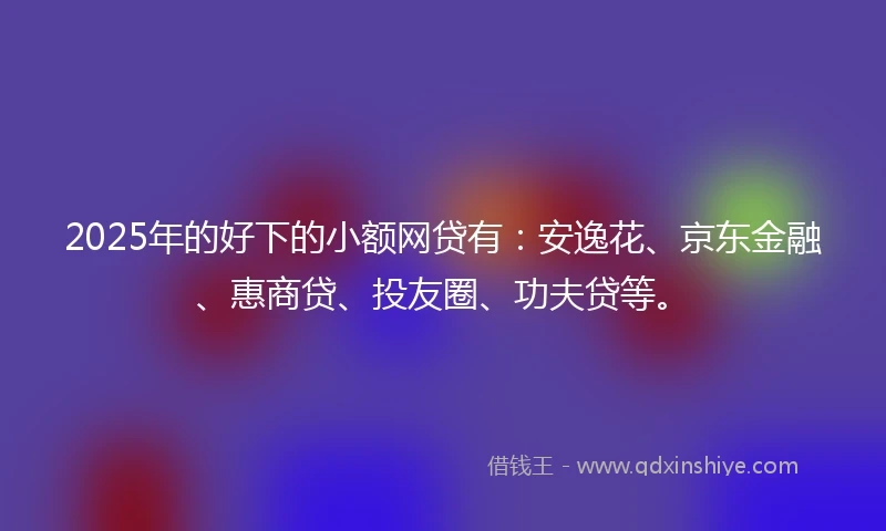 2025年的好下的小额网贷有：安逸花、京东金融、惠商贷、投友圈、功夫贷等。