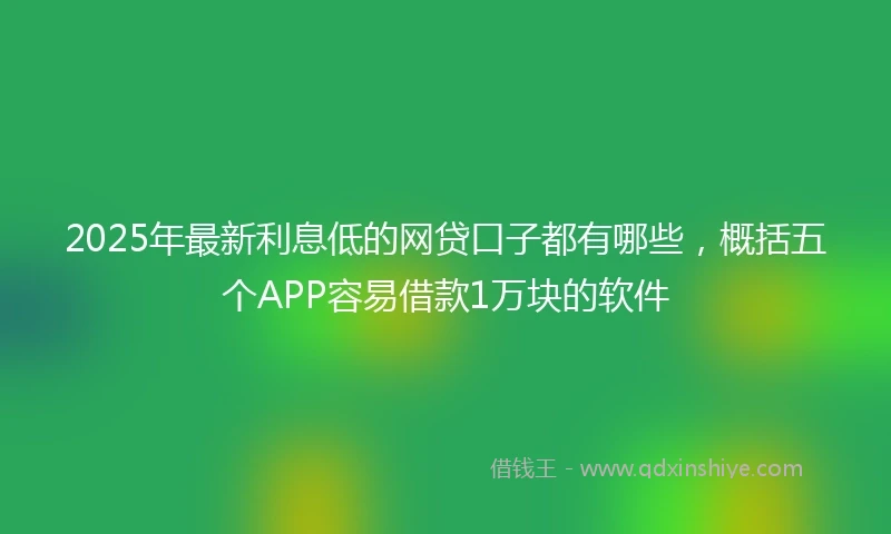2025年最新利息低的网贷口子都有哪些，概括五个APP容易借款1万块的软件