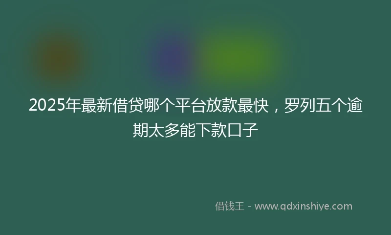 2025年最新借贷哪个平台放款最快，罗列五个逾期太多能下款口子