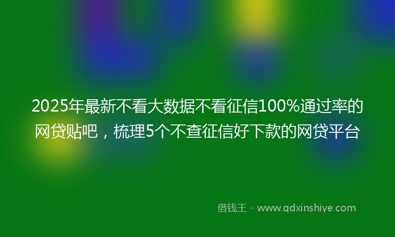 2025年最新不看大数据不看征信100%通过率的网贷贴吧，梳理5个不查征信好下款的网贷平台