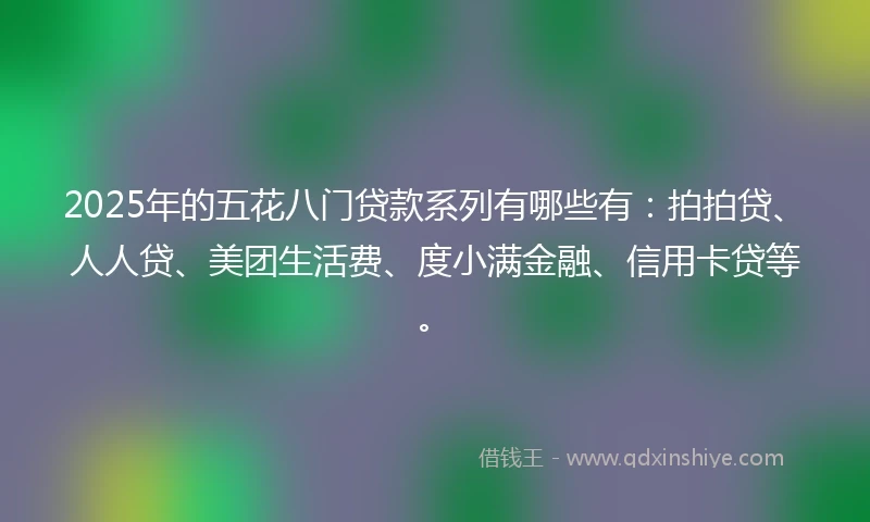 2025年的五花八门贷款系列有哪些有：拍拍贷、人人贷、美团生活费、度小满金融、信用卡贷等。