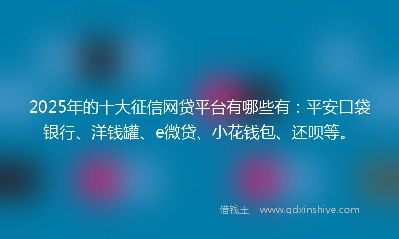 2025年的十大征信网贷平台有哪些有：平安口袋银行、洋钱罐、e微贷、小花钱包、还呗等。