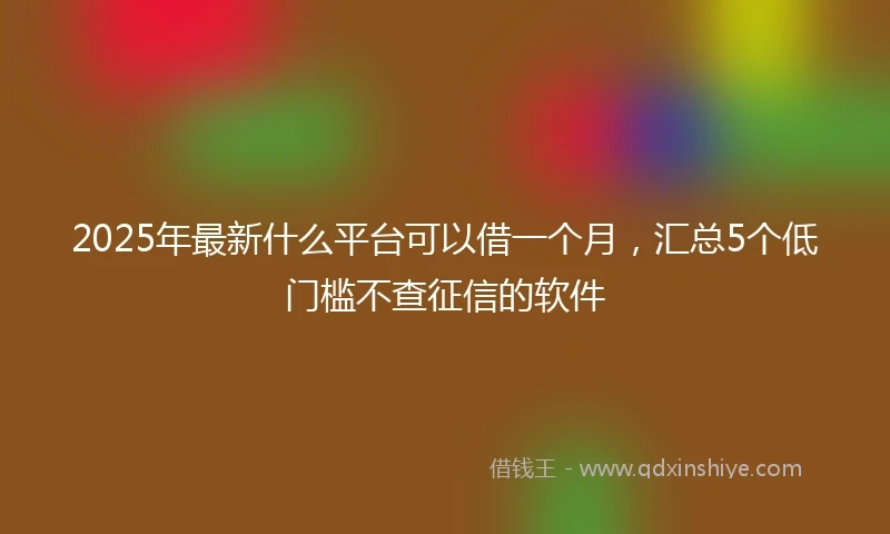 2025年最新什么平台可以借一个月，汇总5个低门槛不查征信的软件