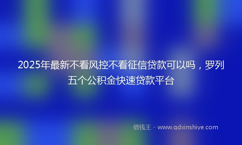2025年最新不看风控不看征信贷款可以吗，罗列五个公积金快速贷款平台