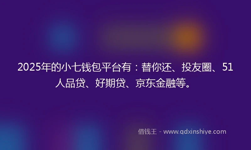 2025年的小七钱包平台有：替你还、投友圈、51人品贷、好期贷、京东金融等。