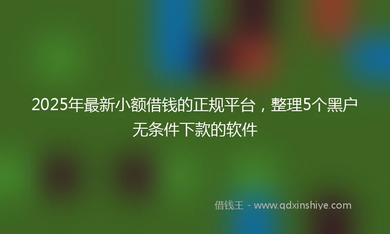 2025年最新小额借钱的正规平台,整理5个黑户无条件下款的软件