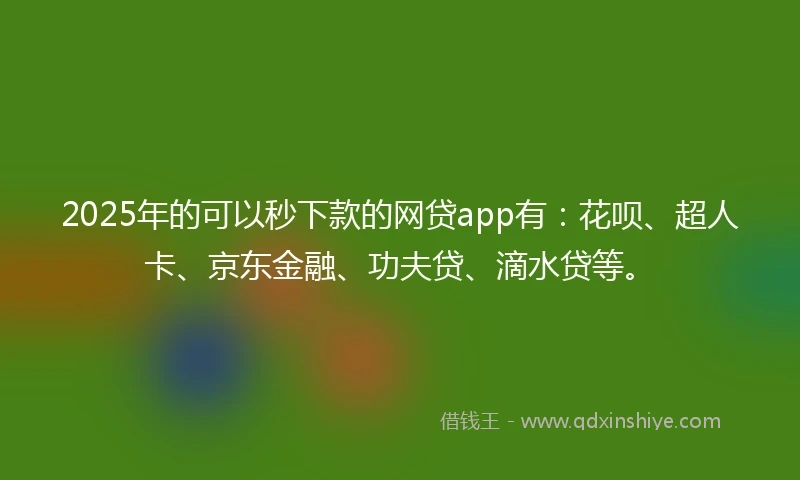 2025年的可以秒下款的网贷app有：花呗、超人卡、京东金融、功夫贷、滴水贷等。