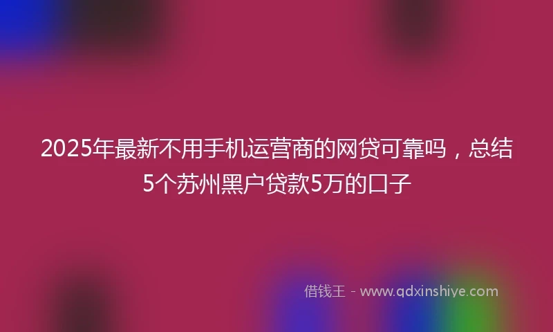 2025年最新不用手机运营商的网贷可靠吗，总结5个苏州黑户贷款5万的口子