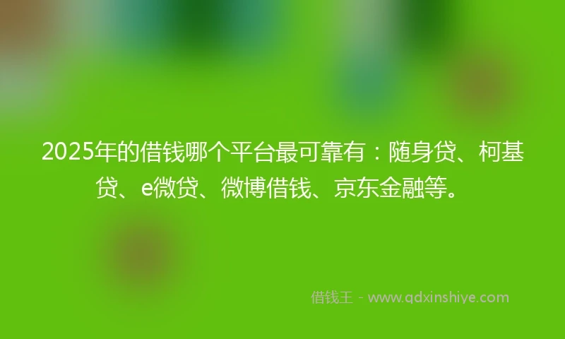 2025年的借钱哪个平台最可靠有：随身贷、柯基贷、e微贷、微博借钱、京东金融等。