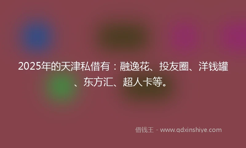 2025年的天津私借有：融逸花、投友圈、洋钱罐、东方汇、超人卡等。