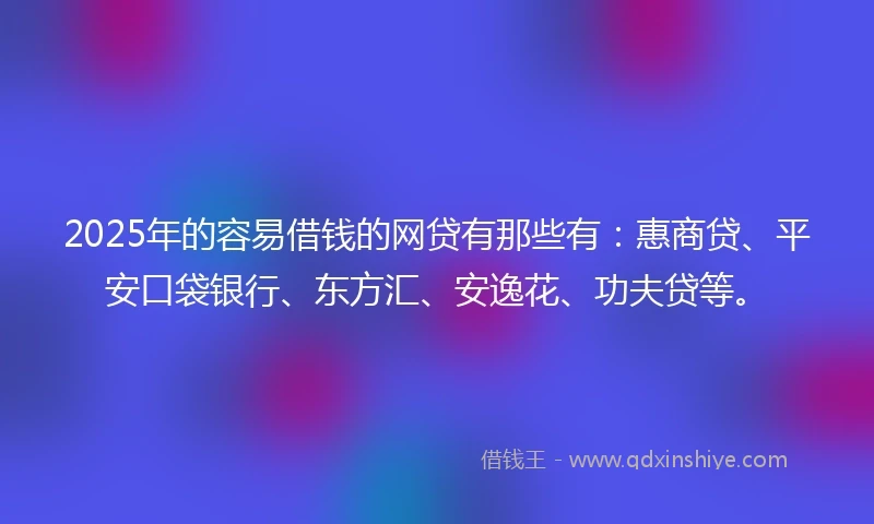 2025年的容易借钱的网贷有那些有：惠商贷、平安口袋银行、东方汇、安逸花、功夫贷等。