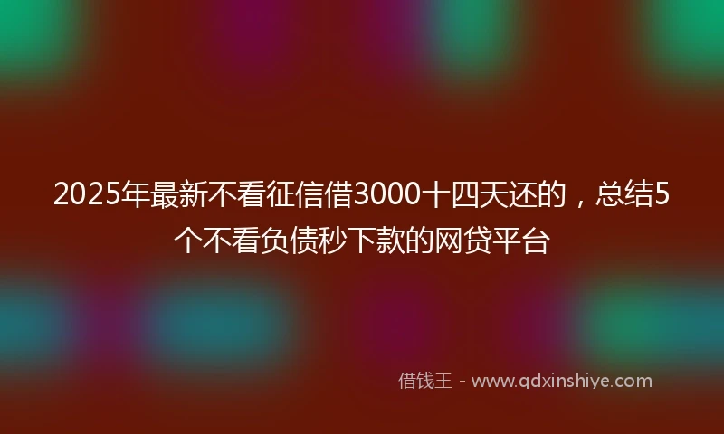2025年最新不看征信借3000十四天还的，总结5个不看负债秒下款的网贷平台