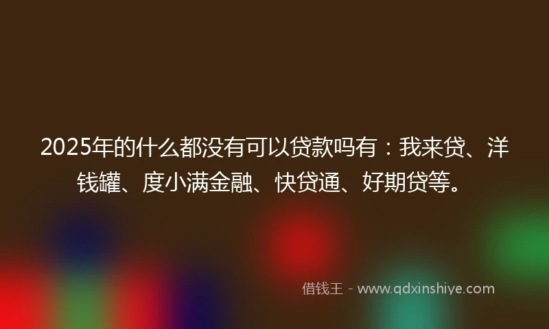 2025年的什么都没有可以贷款吗有：我来贷、洋钱罐、度小满金融、快贷通、好期贷等。
