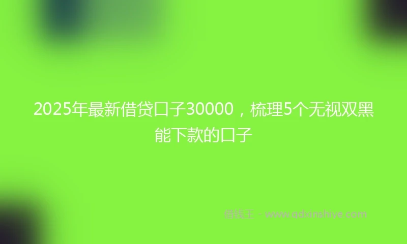 2025年最新借贷口子30000，梳理5个无视双黑能下款的口子