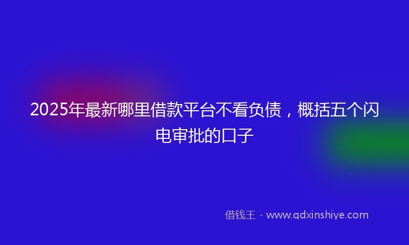 2025年最新哪里借款平台不看负债，概括五个闪电审批的口子