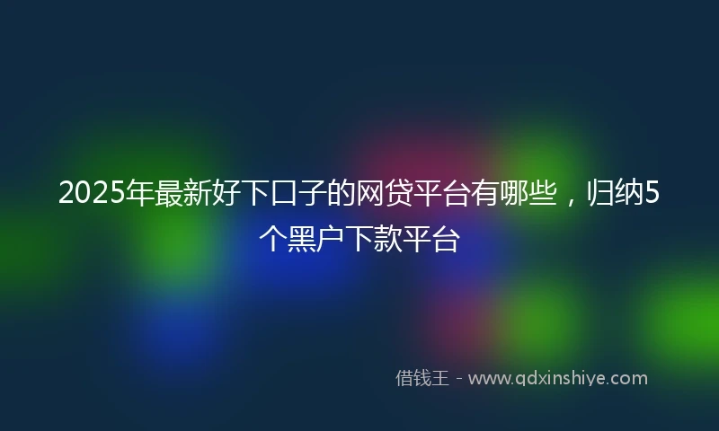 2025年最新好下口子的网贷平台有哪些，归纳5个黑户下款平台