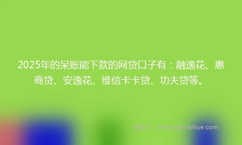 2025年的呆账能下款的网贷口子有：融逸花、惠商贷、安逸花、维信卡卡贷、功夫贷等。