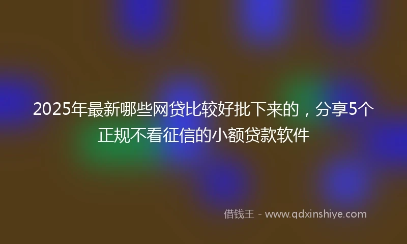 2025年最新哪些网贷比较好批下来的，分享5个正规不看征信的小额贷款软件