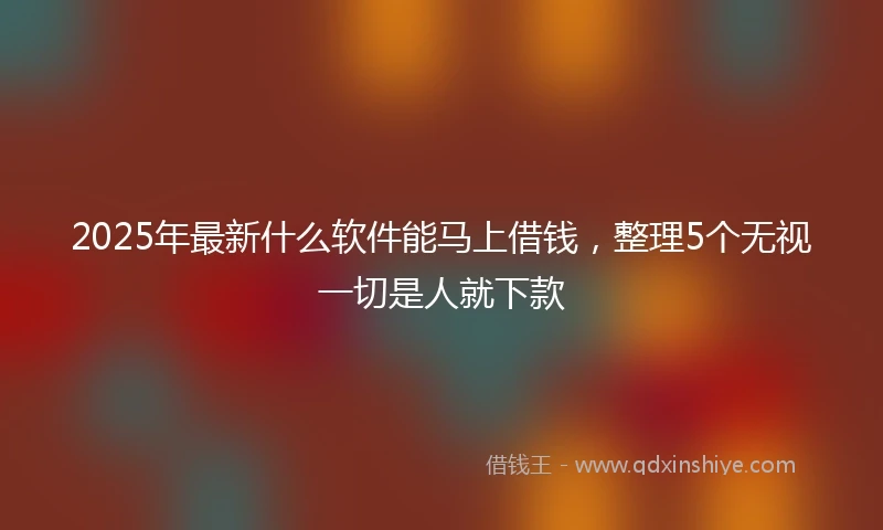 2025年最新什么软件能马上借钱，整理5个无视一切是人就下款