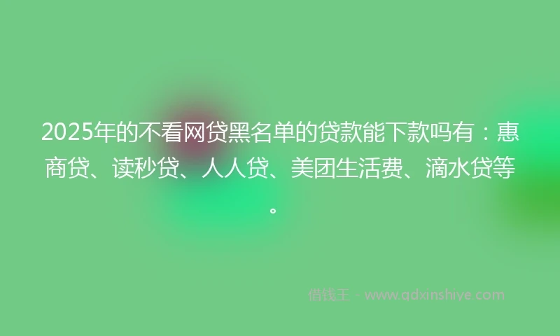 2025年的不看网贷黑名单的贷款能下款吗有：惠商贷、读秒贷、人人贷、美团生活费、滴水贷等。