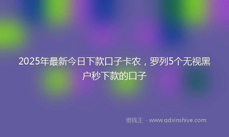 2025年最新今日下款口子卡农，罗列5个无视黑户秒下款的口子