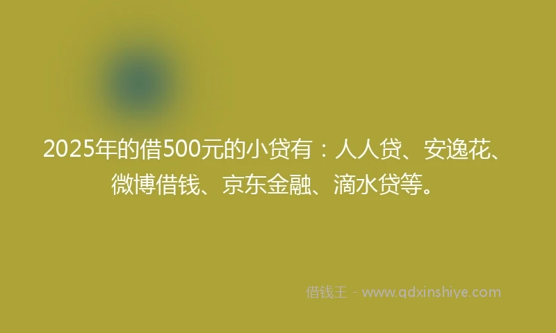 2025年的借500元的小贷有：人人贷、安逸花、微博借钱、京东金融、滴水贷等。