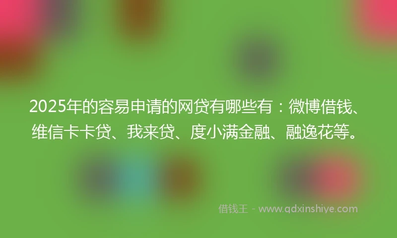 2025年的容易申请的网贷有哪些有：微博借钱、维信卡卡贷、我来贷、度小满金融、融逸花等。