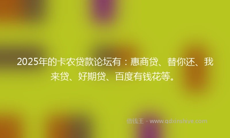 2025年的卡农贷款论坛有：惠商贷、替你还、我来贷、好期贷、百度有钱花等。