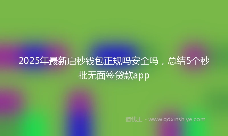 2025年最新启秒钱包正规吗安全吗，总结5个秒批无面签贷款app