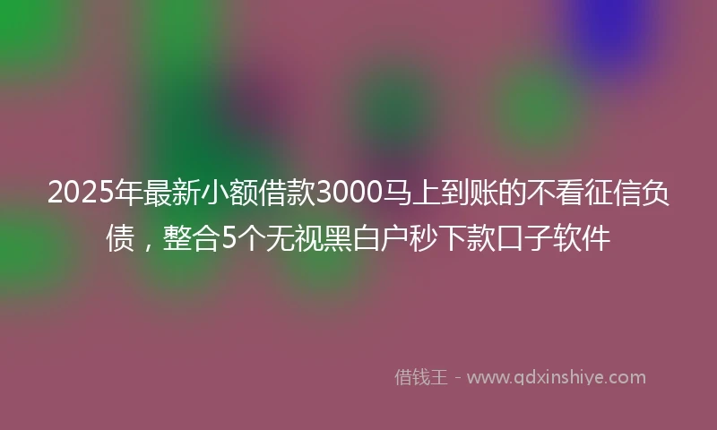2025年最新小额借款3000马上到账的不看征信负债，整合5个无视黑白户秒下款口子软件
