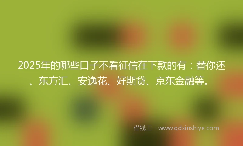 2025年的哪些口子不看征信在下款的有：替你还、东方汇、安逸花、好期贷、京东金融等。