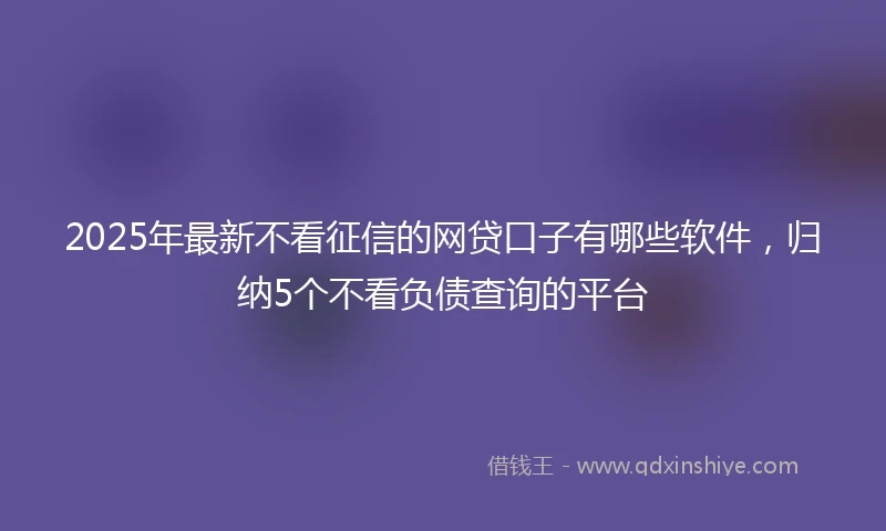2025年最新不看征信的网贷口子有哪些软件，归纳5个不看负债查询的平台