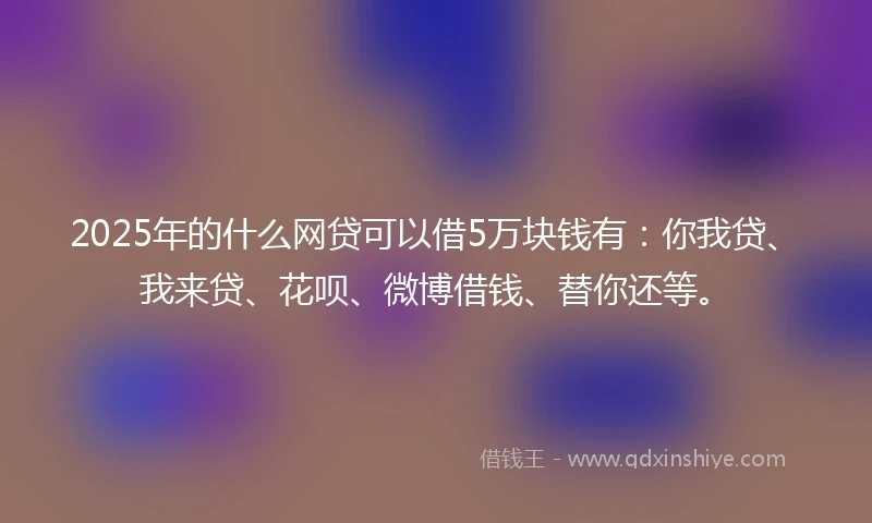 2025年的什么网贷可以借5万块钱有：你我贷、我来贷、花呗、微博借钱、替你还等。