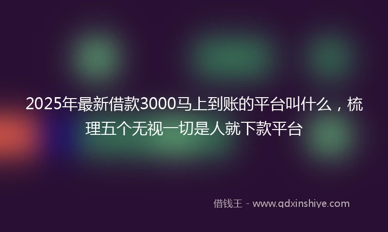 2025年最新借款3000马上到账的平台叫什么，梳理五个无视一切是人就下款平台