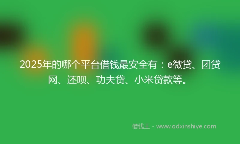 2025年的哪个平台借钱最安全有：e微贷、团贷网、还呗、功夫贷、小米贷款等。