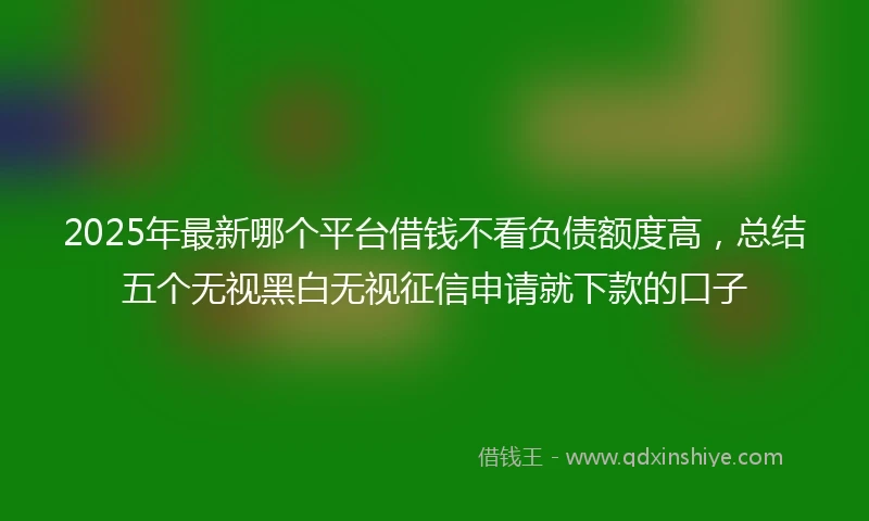 2025年最新哪个平台借钱不看负债额度高，总结五个无视黑白无视征信申请就下款的口子