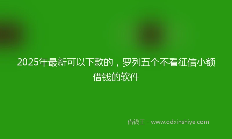 2025年最新可以下款的，罗列五个不看征信小额借钱的软件